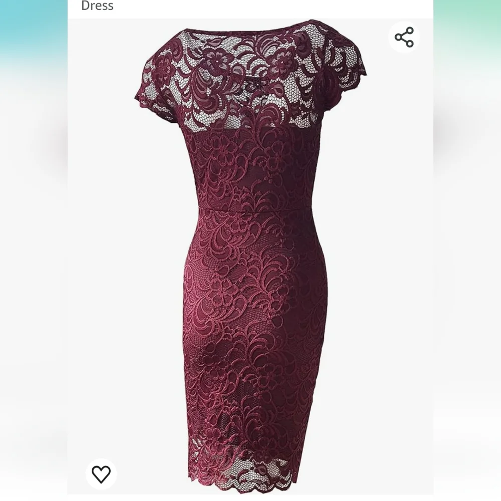 Women's Burgundy Lace Dress - Picture 7 of 10